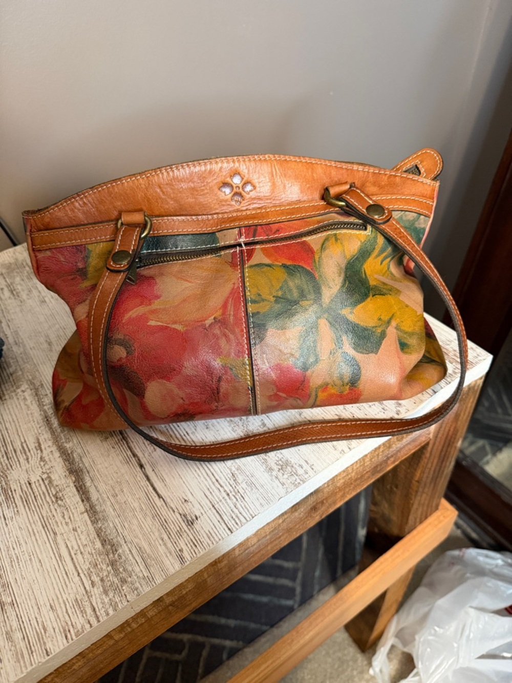 Patrica Nash Floral Print Leather Shoulder Bag in Multicolor